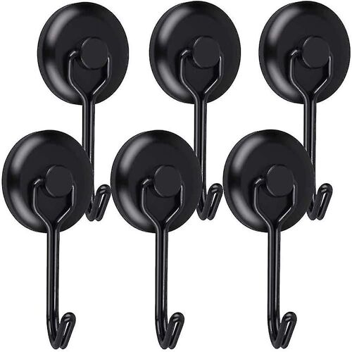 Xceedez 6pcs Crochets magnétiques forts 14kg 20d Crochets de réfrigérateur magnétiques Néodyme noir