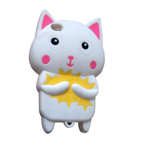 Coque Etui Silicone Chat Blanc Etoiles Pour Iphone 4/4s Par Foneconnect