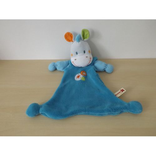 Doudou Grand Ane Ou Cheval Blanc Bleu Oiseau Nicotoy