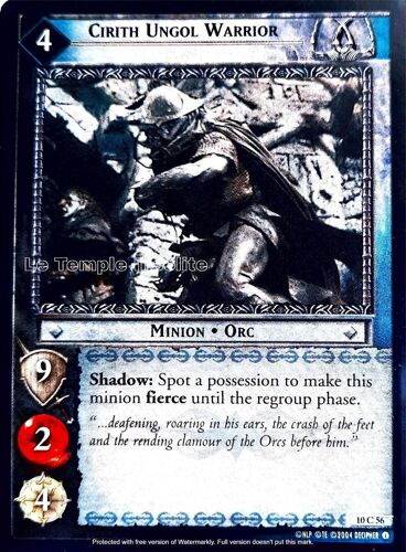 Carte Le Seigneur Des Anneaux : Mount Doom - Cirith Ungol Warrior 10 C 56