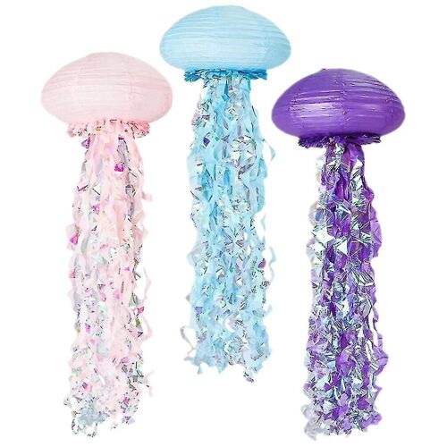 3pcs Jellyfish Paper Lanterns Decorative Hanging Jellyfish Lantern Pendant Decor