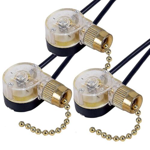 3pack Interrupteur de ventilateur de plafond Ze-109 Interrupteur de ventilateur Remplacement de commutateur de chaîne de traction de plafond (laiton)