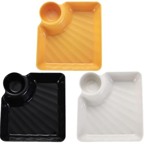 Sushi Dish Dumpling Plate With Vinegar Dish Square Foods Platter Sashimi Tray Sauce Dipping Tray For Dumpling Wonton Snacks (3pcs)