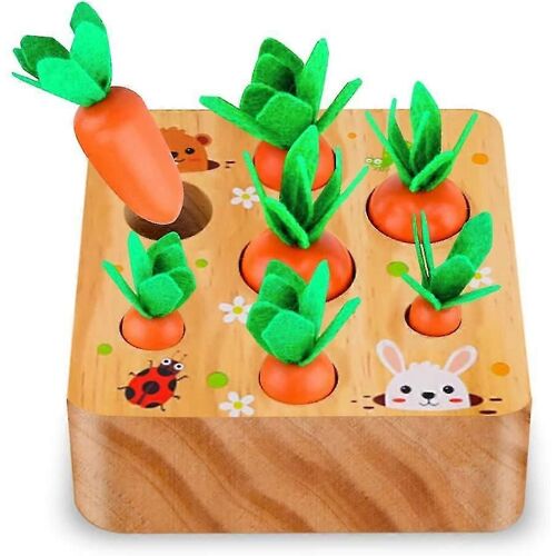 2024 Carrot Harvest Game Wooden Toy For Boys And Girls 1 2 3 Year Old. Shape Sorting Matching Puzzle Toy With 7 Sizes Carrots