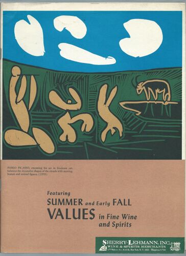 [ Vins / Viticulture / Oenologie ] Catalogue Sherry-Lehmann, Inc. Wine & Spirits ( Année 1972 - Illustrations : Pablo Picasso )