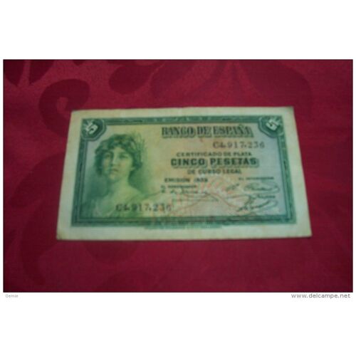 Billet D'espagne Cinqo Peseta 1935