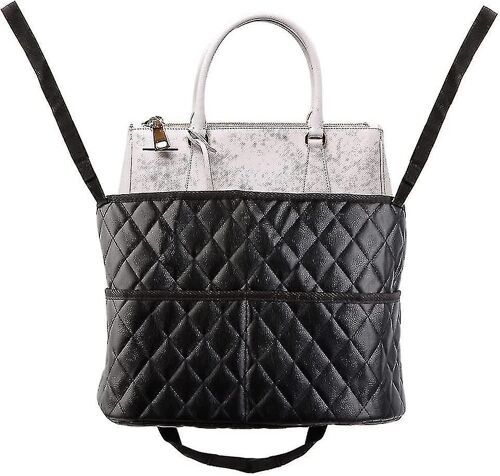 Car Seat Back Pocket Adjustable Length, Large Capacity Leather Car Bag For Car