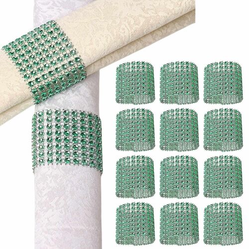 50Pcs Napkin Buckle Shiny Rhinestone Napkin Ring Reusable Fastener Tape Towel Holder for Weddings Pa