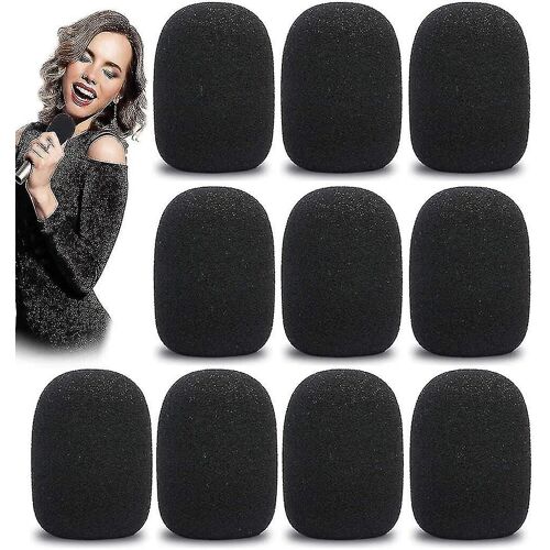 10 pièces Microphone Pare-brise, Housse de protection en mousse de microphone, réutilisable et lavable, Pare-brise microphone (noir)
