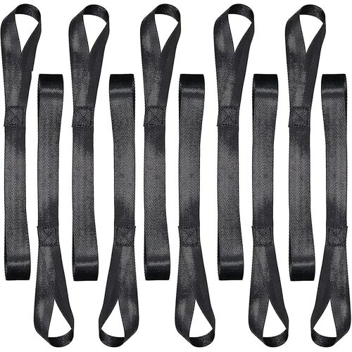 Jeu de 10 sangles d'arrimage à cliquet de moto - Boucles souples en nylon noir