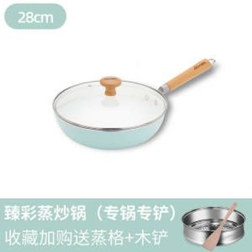 Poêle À Frire En Céramique Antiadhésive,Poêle De Cuisson Sans Fumée Grasse,Cuisinière À Induction,Poêle À Gaz Universelle - Type 28cm 2 Layers