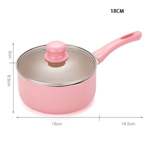 Marmite À Soupe En Pierre De Ventilateur Principal Rose,Casserole À Lait,Casserole De Cuisson Portable Antiarina,Ustensiles De Cuisine Pour Cuisinière À Gaz Et À Induction,16cm,18cm - Type 18cm #B