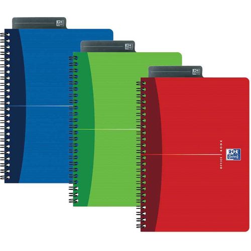 Oxford Lot De 3 Offices Carnet À Spirale, A5, Quadrillé 5/5, 180 Pages,