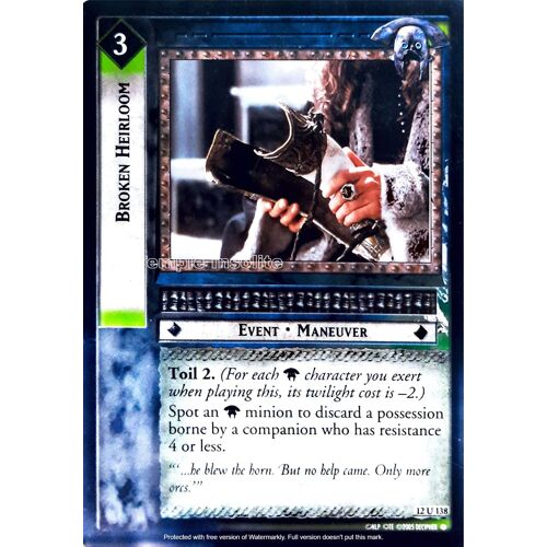 Carte Le Seigneur Des Anneaux : Black Rider - Broken Herloom 12 U 138