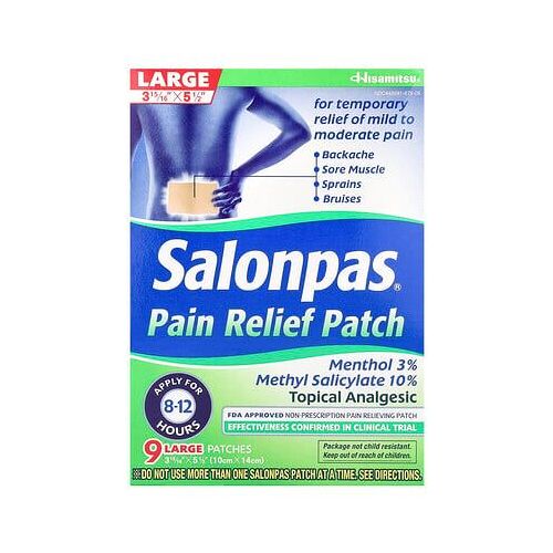 Salonpas, Patch Anti-Douleur, Grand Format, Menthe, 9 Patchs 