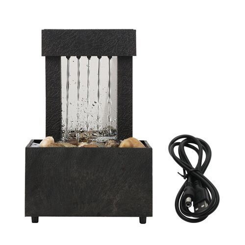 Fontaine de bureau aste USB avec lumière LED, décoration d'intérieur, bureau, salon de thé apaisant, cascade intérieure, méditation du Vermont, salon
