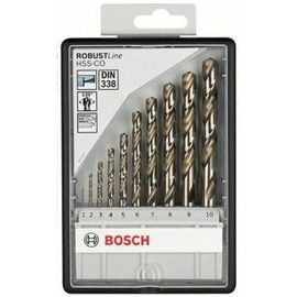 Set de 10 forets à métaux rectifiés HSS-co Robust Line, pointe de perçage 135° BOSCH 2607019925