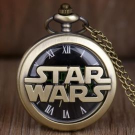 Montre-Pendentif - Star Wars - Antique - Logo 3d - Acier - 80 Cm De Chaîne