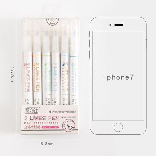 Stylo À Main Tridimensionnel À Double Ligne, Crayon De Couleur Pour Dessin Artistique, Pour Étudiant, Marqueur De Notes