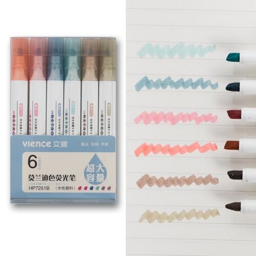 Surligneurs Pastel 6 Couleurs Avec Pointe Ciselée, Ensemble De Stylos Marqueurs D'encre Assortis En Macramé Mignon