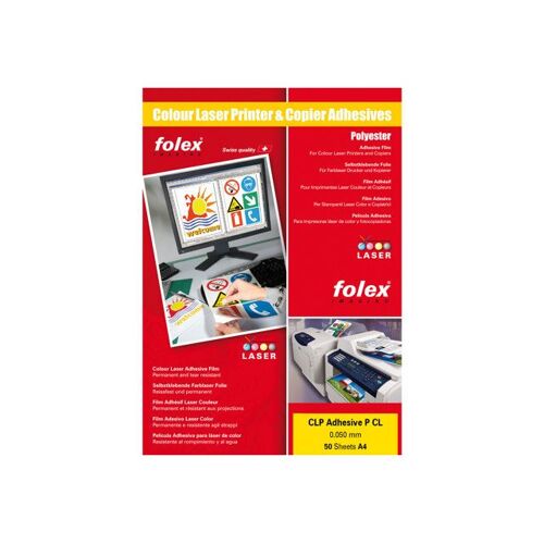 Folex CLP ADHESIVE P CL - Film en polyester autocollant - 50 microns transparent clair - A4 (210 x 297 mm) 50 feuille(s)