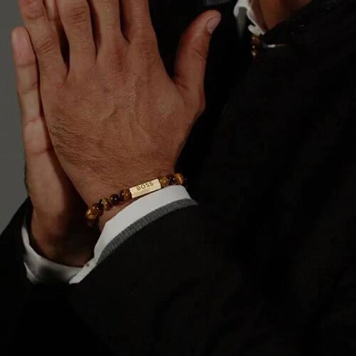 Bracelet Tendance En Perles Avec Oeil De Tigre Sphere 1580661 - Longueur : 19 Cm