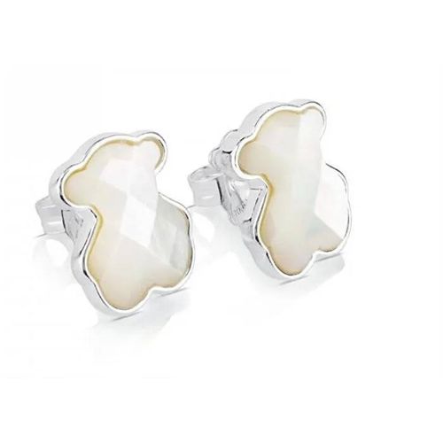 Boucles D'oreilles - Tous - Ourson En Argent - Nacre - 1,5 Cm - Clou/Puce