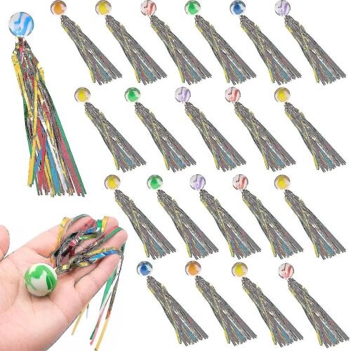 Bouncing Balls For Children,20 Pcs Bouncy Balls With Coloured Ribbons, Rubber Ball Toy For Party Bags, Party Favours, Children'S Birthday Party