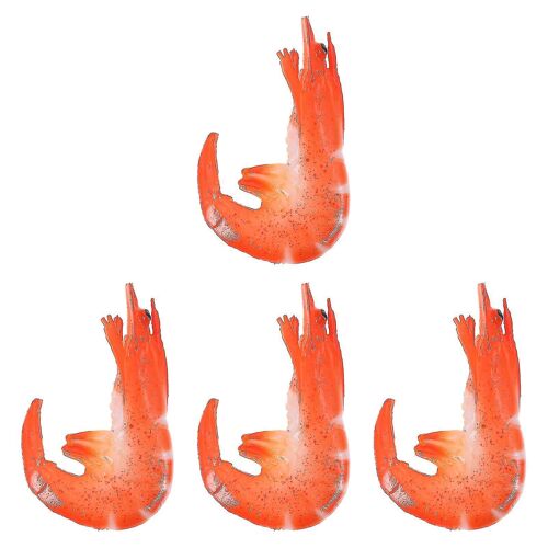 4pcs Crevette artificielle Modèle réaliste Figurine de crevette rouge Enfants Animal Jouet en plastique
