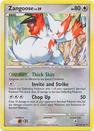 Carte Pokemon Zangoose Lv 29 80 Pv  66/127