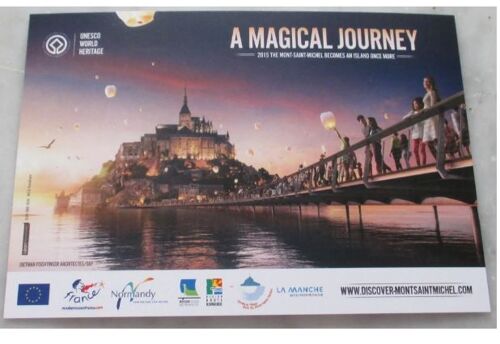 Carte Postale Couleur Vierge Du Mont Saint Michel A Magical Journey (Une Sortie Magique) - Éditée En 2015 Par Normandie-Tourisme - Inscriptions En Langue Anglaise - 10.5x15cm - En Carton Non Brillant