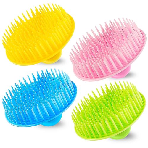 4pack Cheveux Exfoliateur Brosse Pellicule Brosse Nettoyante, Brosse Flexible Cuir Chevelu Masseuse, Douche Cuir Chevelu Shampoo Brosse Pour La Maison, Bureau, Voyage Et Animaux