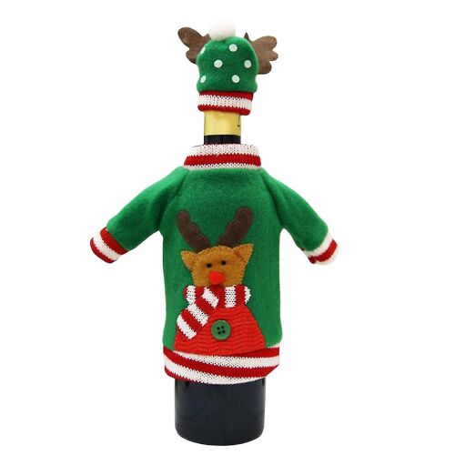 1 Pcs Christmas Decorative Wine Bottle Topper Lightweight Bottle Cover(elk)