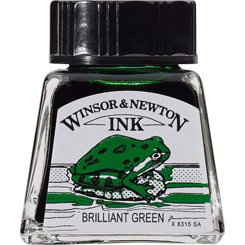 Winsor & Newton W&n Encre À Dessiner 14ml Bouteille : Brilliant Vert : (Water Resistant)