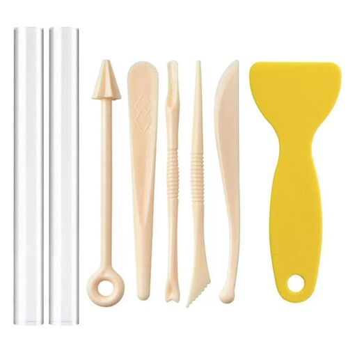 8pcs Ceramic Tool Set Acrylic Stick Rolling Pin Clay Stone Carving Cutter