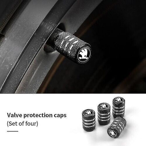 4pcs Valve Car Wheel Tire Valve Caps For Skoda Octavia Superb Rapid Kodiaq Karoq Fabia Kamiq Roomster Citigo Enyaq Visions Deriv Shry Lin