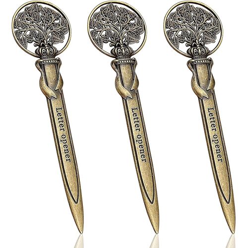 Letter Opener,Premium Metal Envelope Opener Slitter,Letter Openers Envelope Mail Opener For Home/Officebronze3pcs
