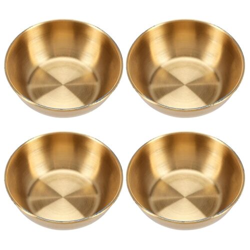 4pcs Stainless Steel Round Small Dish Sauce Seasoning Dish Home Restaurant Kitchen Soy Sauce Dish