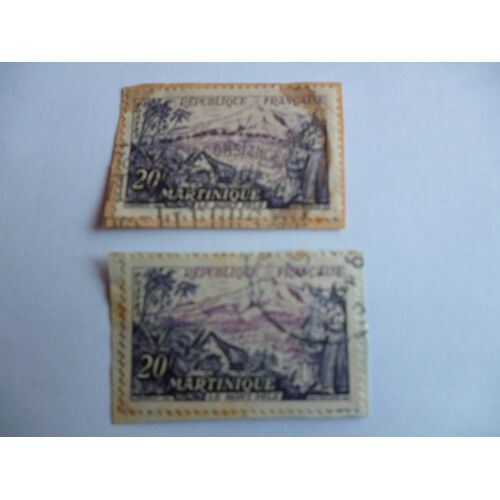 Timbres :Lot De Deux Timbres "Martinique :Le Mont Pelé".