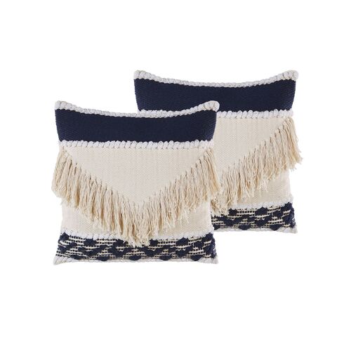 Lot de 2 coussins SOFCA Bouclé 45 x 45 cm Géométrique Beige