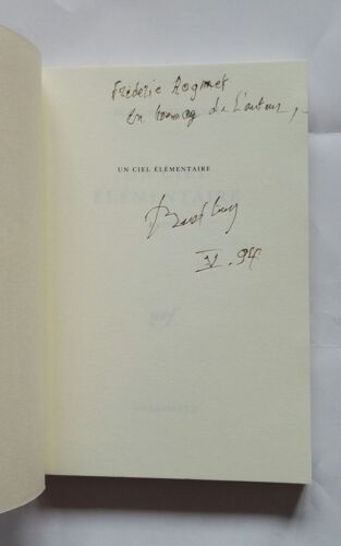 Bernard Hreglich Un Ciel Élémentaire (Poèmes) Avec Un Envoi Autographe Signé 1994 Nrf Gallimard