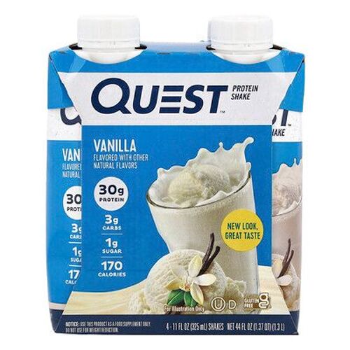 Quest Nutrition, Boisson Protéinée, Vanille, 4 Shakes, 325 Ml Chacun 