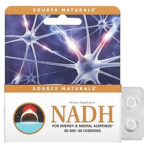 Source Naturals, Nadh, 20 Mg, 30 Comprimés Sublinguaux 