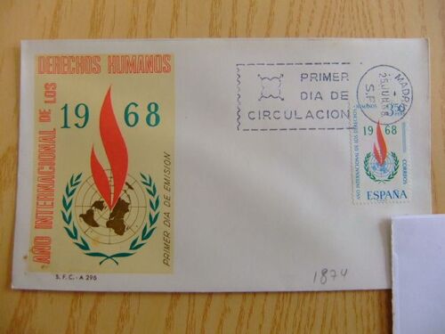 C 8 Espagne 1968 / Fdc Premier Jour De Diffusion Droits De L'homme Onu. / Edifil 1874 Yvert 1521