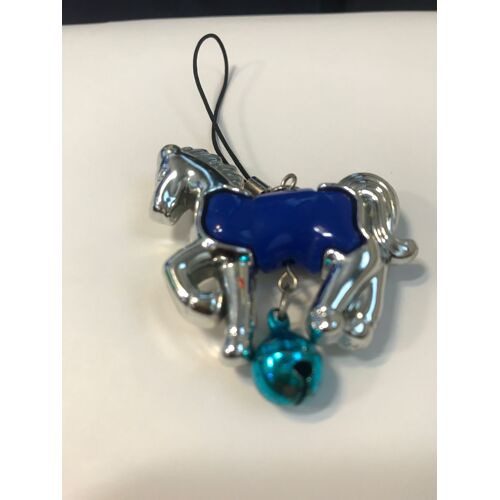 Porte Cles Cheval Argenté Avec Clochette Cloche - 4,5x4 Cm