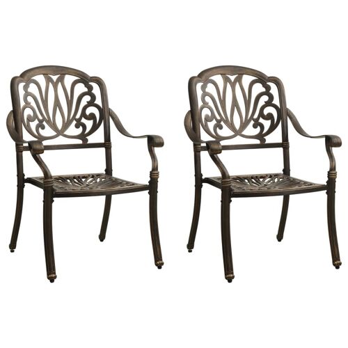 Vidaxl Chaises De Jardin 2 Pcs Aluminium Coulé Bronze