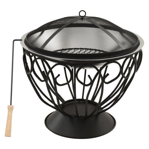 vidaXL Foyer et barbecue avec tisonnier 2 en 1 59x59x60 cm Inox