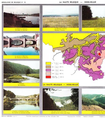 Géographie De Belgique N°12 : La Haute Belgique - Planche D'images Chromo Des Éditions Sablon