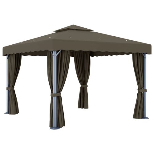 Vidaxl Tonnelle Avec Rideau 3x3 M Taupe Aluminium