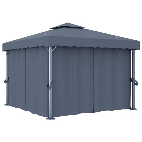 Vidaxl Tonnelle Avec Rideau 3x3 M Anthracite Aluminium